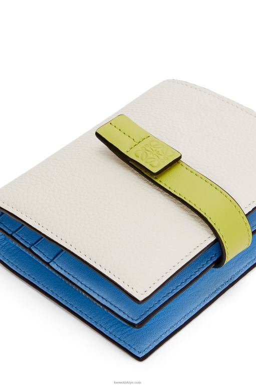 Loewe yumuşak taneli dana derisinden kompakt fermuarlı cüzdan 026001229 kadınlar yumuşak beyaz/kireç sarısı