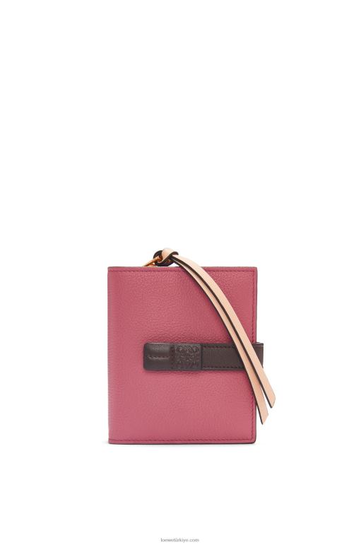 Loewe yumuşak taneli dana derisinden kompakt fermuarlı cüzdan 026001244 kadınlar erik/çikolata