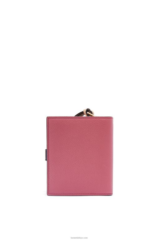 Loewe yumuşak taneli dana derisinden kompakt fermuarlı cüzdan 026001244 kadınlar erik/çikolata