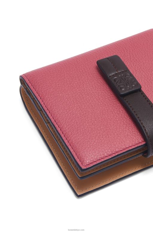 Loewe yumuşak taneli dana derisinden kompakt fermuarlı cüzdan 026001244 kadınlar erik/çikolata