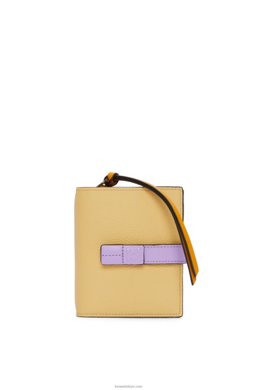 Loewe yumuşak taneli dana derisinden kompakt fermuarlı cüzdan 026001268 kadınlar koyu tereyağı/leylak rengi
