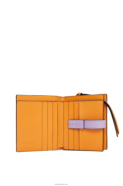 Loewe yumuşak taneli dana derisinden kompakt fermuarlı cüzdan 026001268 kadınlar koyu tereyağı/leylak rengi