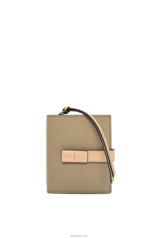 Loewe yumuşak taneli dana derisinden kompakt fermuarlı cüzdan 026001288 kadınlar enginar yeşili/tozlu bej