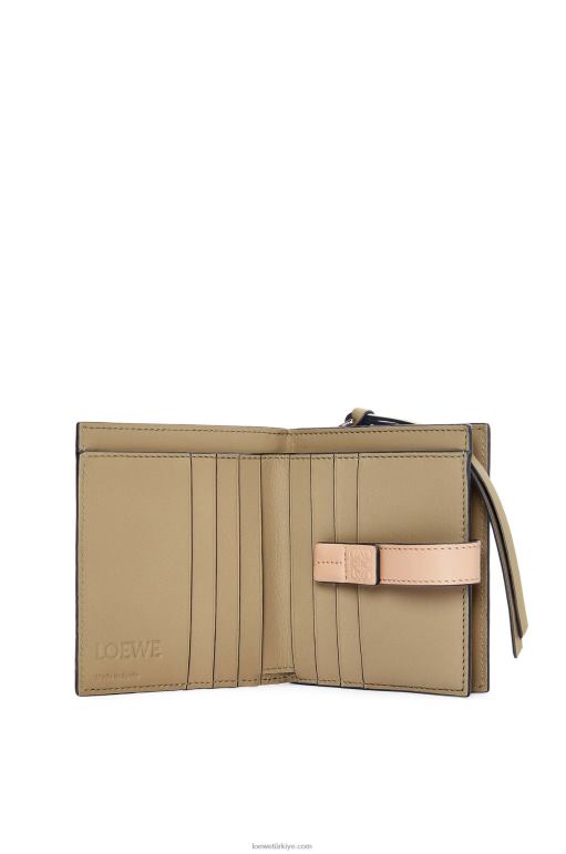 Loewe yumuşak taneli dana derisinden kompakt fermuarlı cüzdan 026001288 kadınlar enginar yeşili/tozlu bej