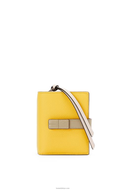 Loewe yumuşak taneli dana derisinden kompakt fermuarlı cüzdan 026001308 kadınlar sarı/kil yeşili