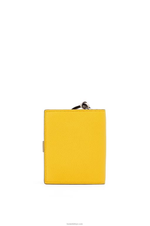 Loewe yumuşak taneli dana derisinden kompakt fermuarlı cüzdan 026001308 kadınlar sarı/kil yeşili
