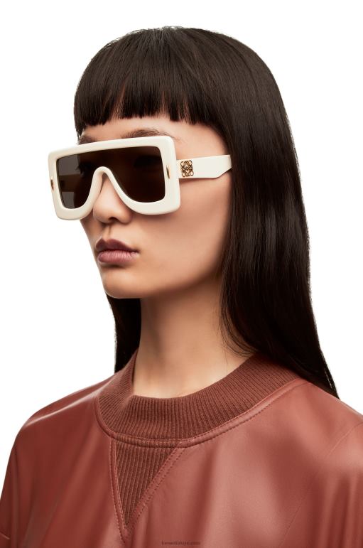 Loewe Asetat anagram maskesi güneş gözlüğü 026001473 kadınlar fildişi