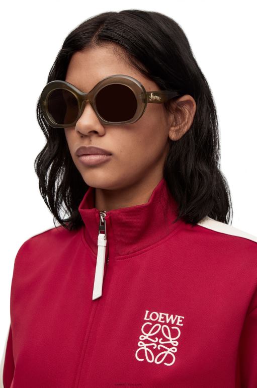 Loewe Asetat yarım ay güneş gözlüğü 026001497 kadınlar haki yeşil