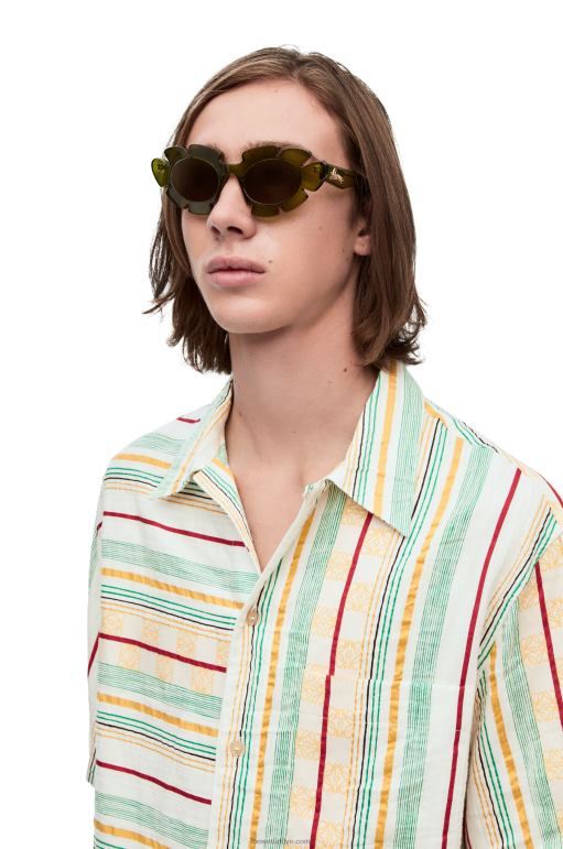 Loewe Enjekte naylon çiçek güneş gözlüğü 026001462 kadınlar kaktüs yeşili