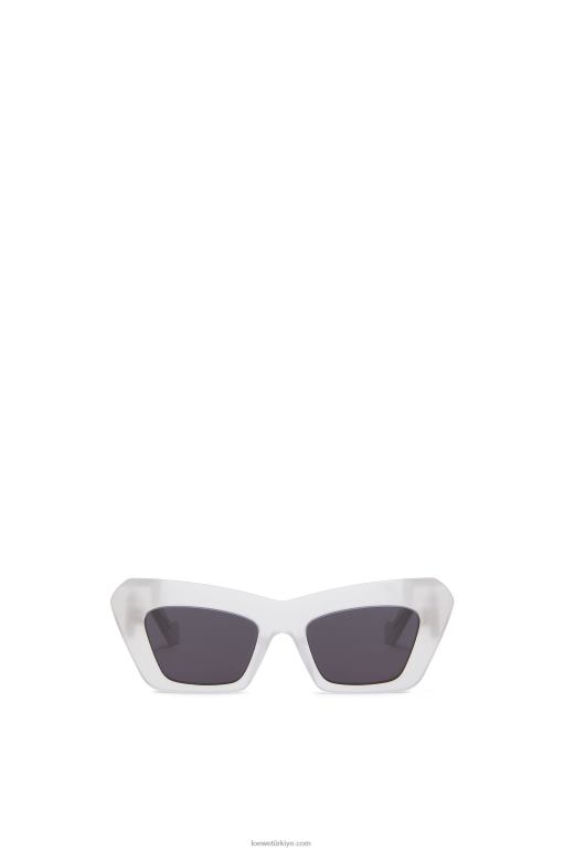 Loewe asetat cateye güneş gözlüğü 026001479 kadınlar buz beyazı