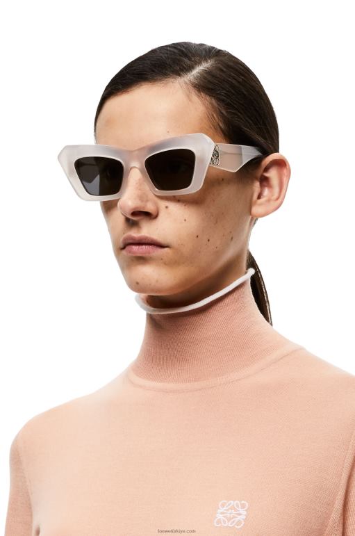Loewe asetat cateye güneş gözlüğü 026001479 kadınlar buz beyazı