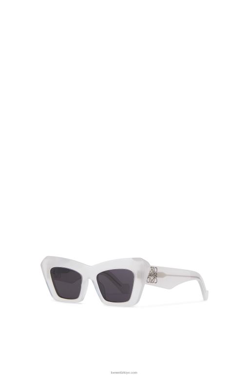 Loewe asetat cateye güneş gözlüğü 026001479 kadınlar buz beyazı