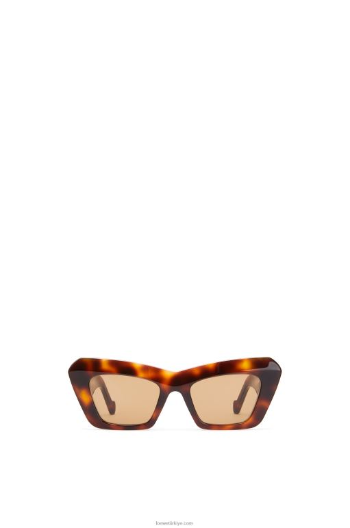 Loewe asetat cateye güneş gözlüğü 026001480 kadınlar kahverengi havana