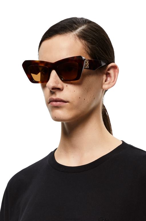 Loewe asetat cateye güneş gözlüğü 026001480 kadınlar kahverengi havana