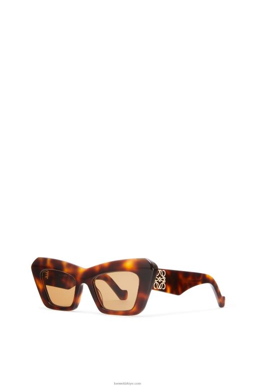 Loewe asetat cateye güneş gözlüğü 026001480 kadınlar kahverengi havana