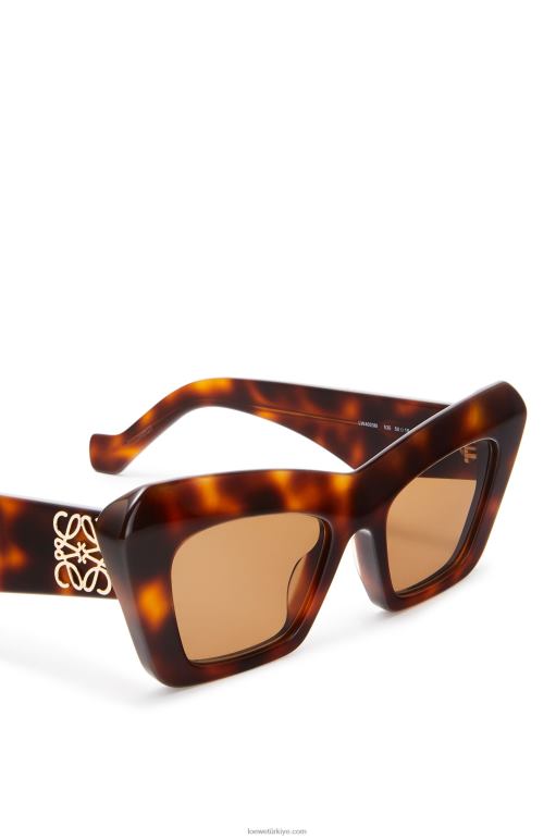 Loewe asetat cateye güneş gözlüğü 026001480 kadınlar kahverengi havana