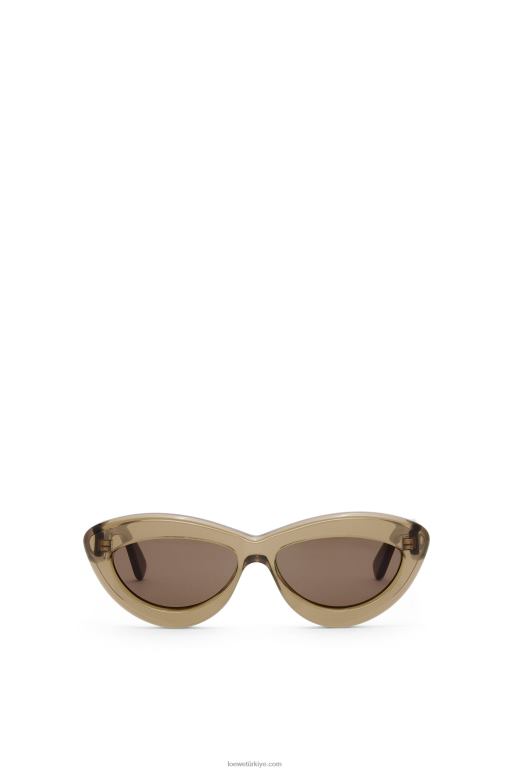 Loewe asetat cateye güneş gözlüğü 026001498 kadınlar kahverengi yeşil