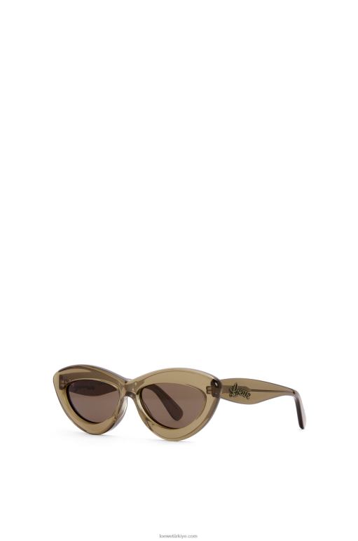 Loewe asetat cateye güneş gözlüğü 026001498 kadınlar kahverengi yeşil