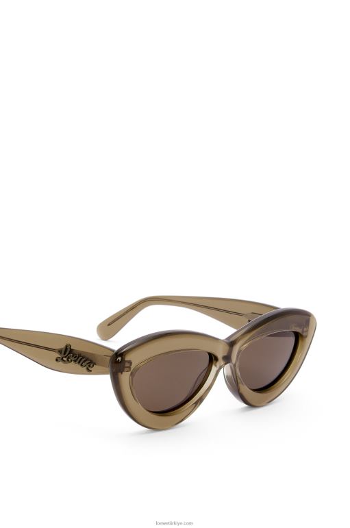Loewe asetat cateye güneş gözlüğü 026001498 kadınlar kahverengi yeşil