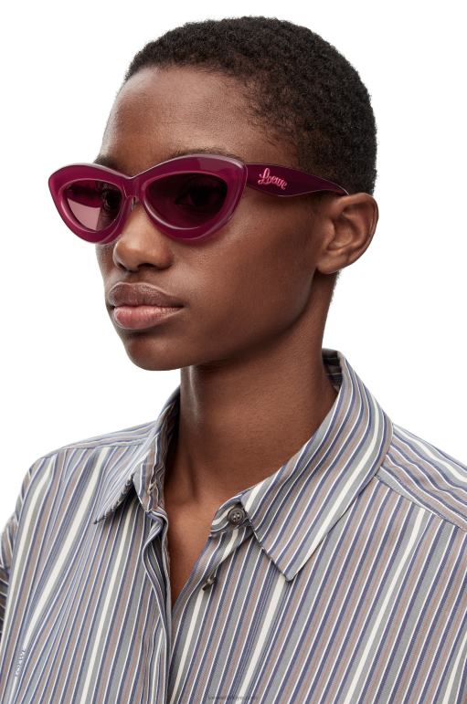 Loewe asetat cateye güneş gözlüğü 026001506 kadınlar Kiraz