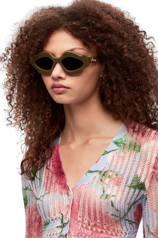 Loewe asetat güneş gözlüğü 026001468 kadınlar parlak haki