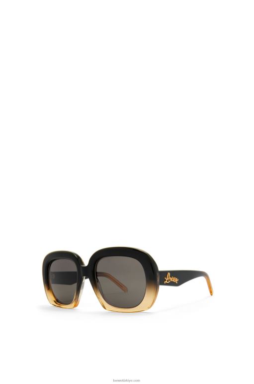 Loewe asetat kare yarım ay güneş gözlüğü 026001438 kadınlar degrade siyah/bej