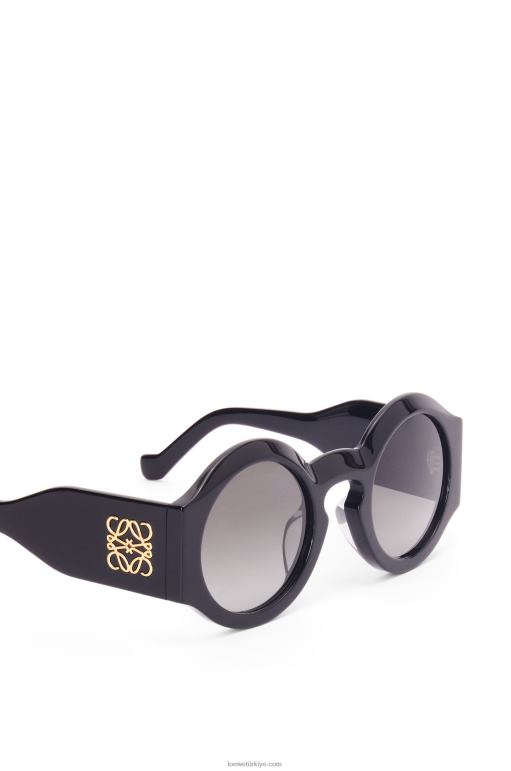 Loewe asetat kavisli güneş gözlüğü 026001443 kadınlar parlak siyah