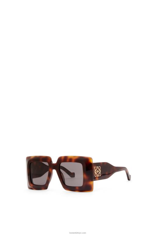 Loewe büyük boy asetat güneş gözlüğü 026001491 kadınlar Havana