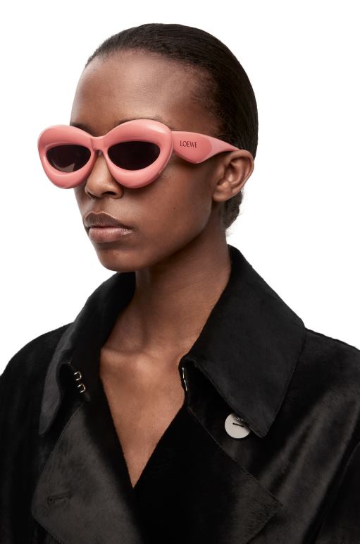 Loewe naylondan şişirilmiş cateye güneş gözlüğü 026001421 kadınlar tozlu pembe