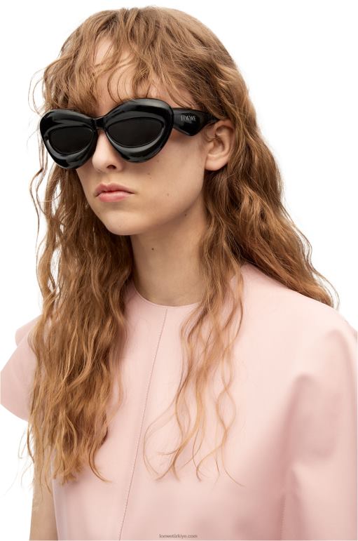Loewe naylondan şişirilmiş cateye güneş gözlüğü 026001423 kadınlar siyah