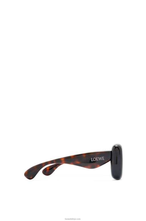 Loewe naylondan şişirilmiş dikdörtgen güneş gözlüğü 026001469 kadınlar Havana