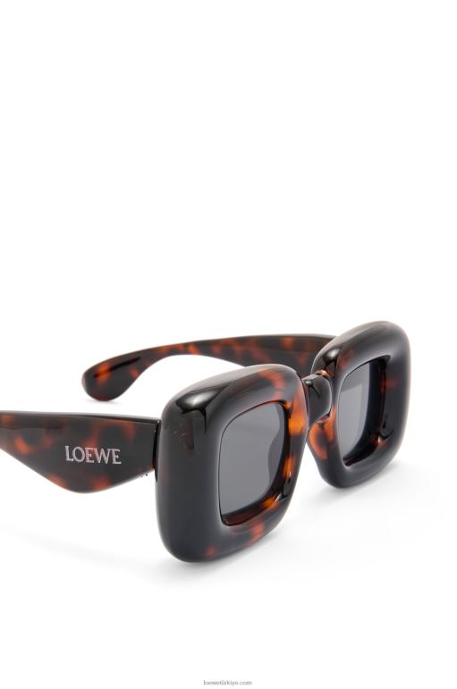 Loewe naylondan şişirilmiş dikdörtgen güneş gözlüğü 026001469 kadınlar Havana