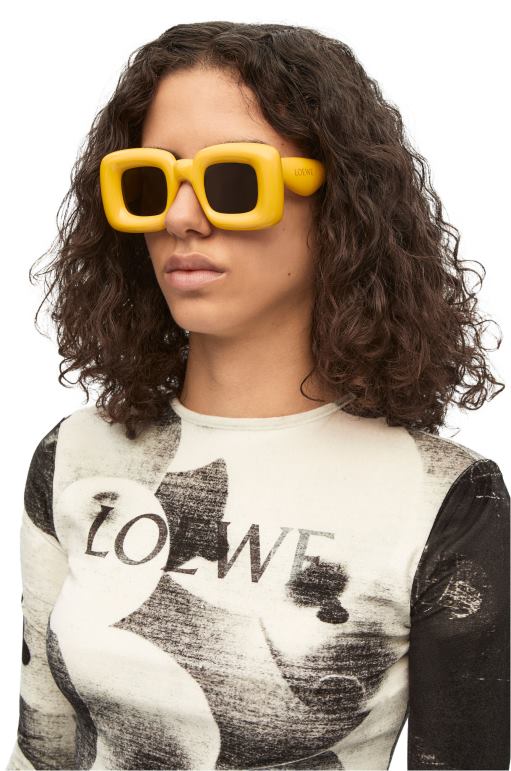 Loewe naylondan şişirilmiş dikdörtgen güneş gözlüğü 026001501 kadınlar sarı