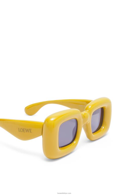 Loewe naylondan şişirilmiş dikdörtgen güneş gözlüğü 026001501 kadınlar sarı