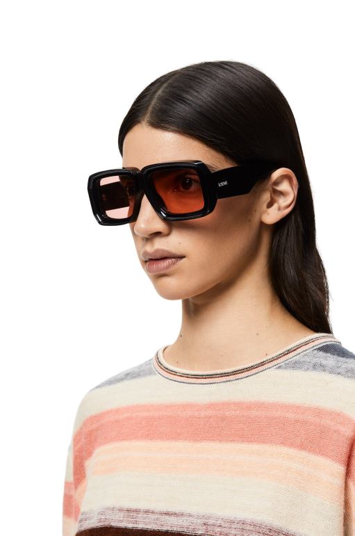 Loewe paula\'s ibiza dalış maskesi güneş gözlüğü 026001471 kadınlar parlak siyah
