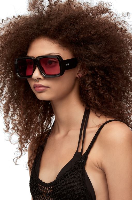 Loewe paula\'s ibiza dalış maskesi güneş gözlüğü 026001471 kadınlar parlak siyah