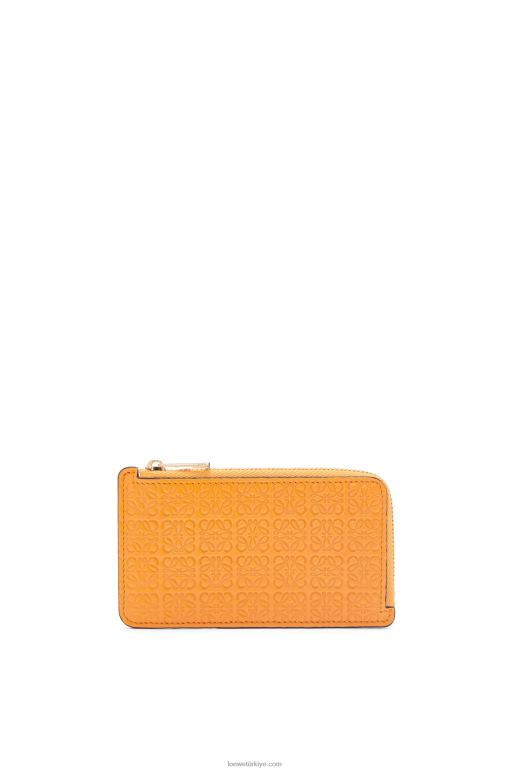 Loewe Kabartmalı ipek dana derisinde tekrarlayan jetonlu kartlık 026001405 kadınlar mandalina