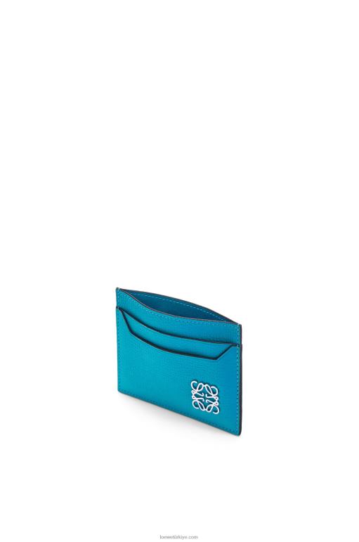 Loewe çakıl taneli dana derisinde anagram düz kartlık 026001415 kadınlar lagün mavisi