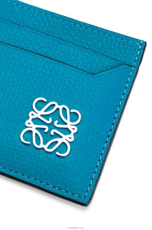 Loewe çakıl taneli dana derisinde anagram düz kartlık 026001415 kadınlar lagün mavisi