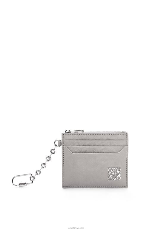 Loewe çakıl taneli dana derisinde anagram kare anahtar kart sahibi 026001321 kadınlar inci grisi