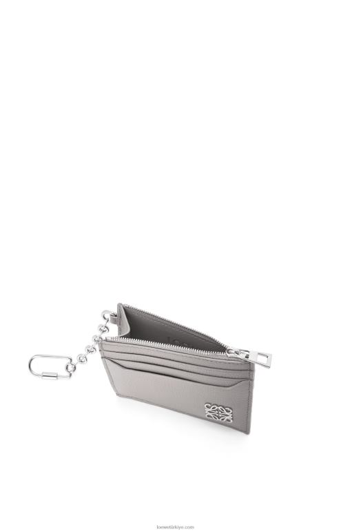 Loewe çakıl taneli dana derisinde anagram kare anahtar kart sahibi 026001321 kadınlar inci grisi