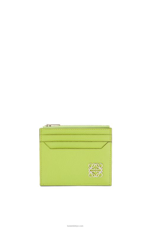 Loewe çakıl taneli dana derisinde anagram kare fermuarlı kartlık 026001410 kadınlar yeşil fasulye