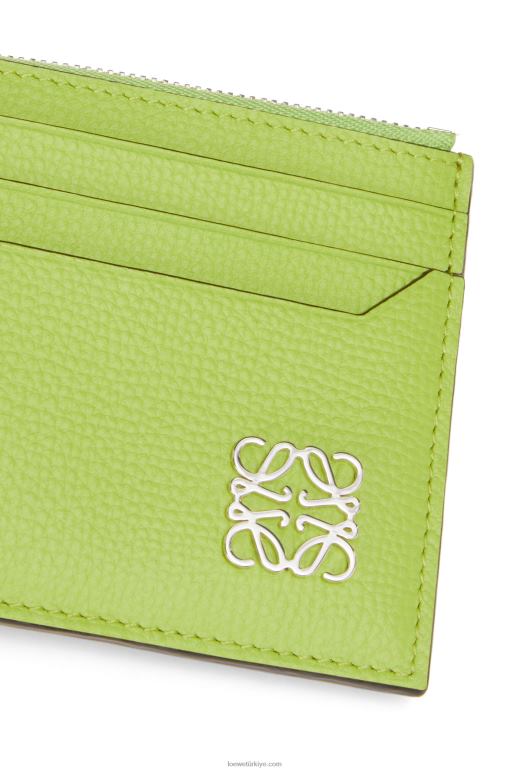 Loewe çakıl taneli dana derisinde anagram kare fermuarlı kartlık 026001410 kadınlar yeşil fasulye