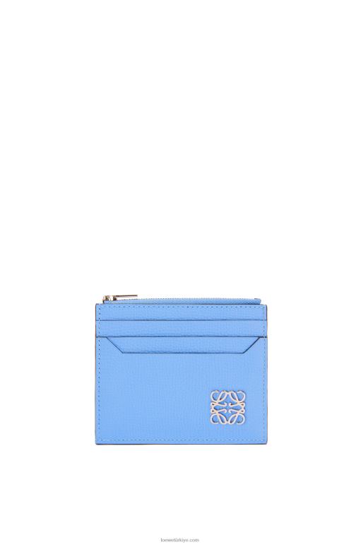 Loewe çakıl taneli dana derisinde anagram kare fermuarlı kartlık 026001413 kadınlar mavi mavi