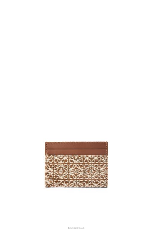 Loewe jakarlı ve dana derisinde düz kartlık 026001391 kadınlar bronzluk / ceviz