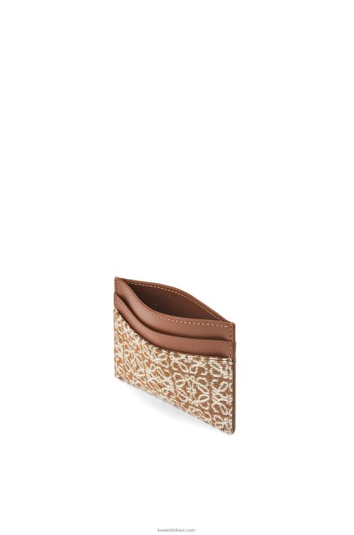 Loewe jakarlı ve dana derisinde düz kartlık 026001391 kadınlar bronzluk / ceviz