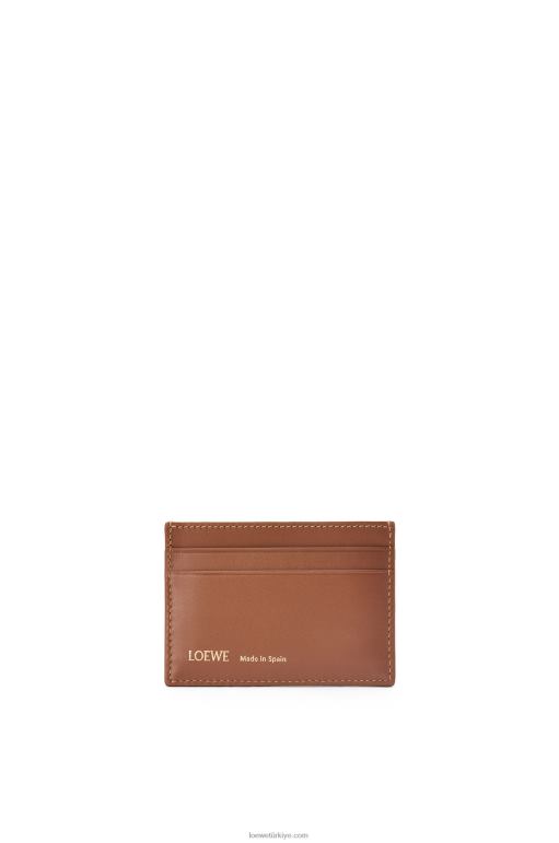 Loewe jakarlı ve dana derisinde düz kartlık 026001391 kadınlar bronzluk / ceviz