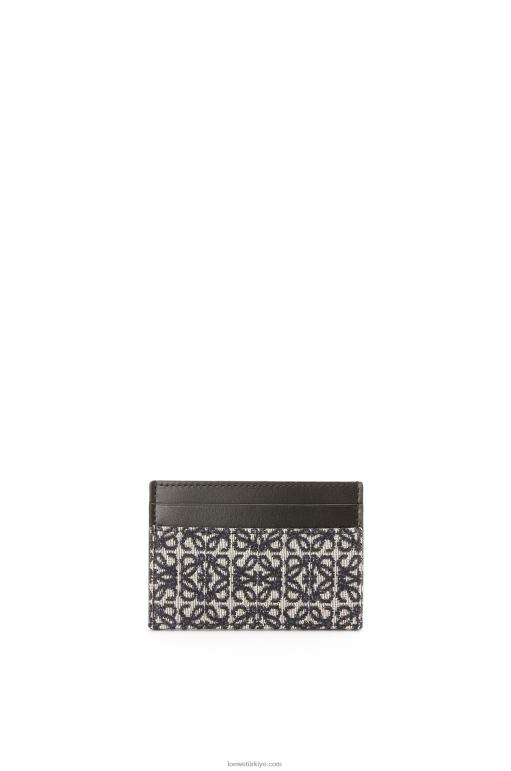 Loewe jakarlı ve dana derisinde düz kartlık 026001419 kadınlar lacivert/siyah