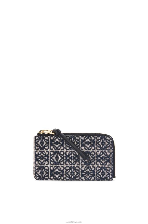 Loewe jakarlı ve dana derisinden jetonlu kartlık 026001390 kadınlar lacivert/siyah