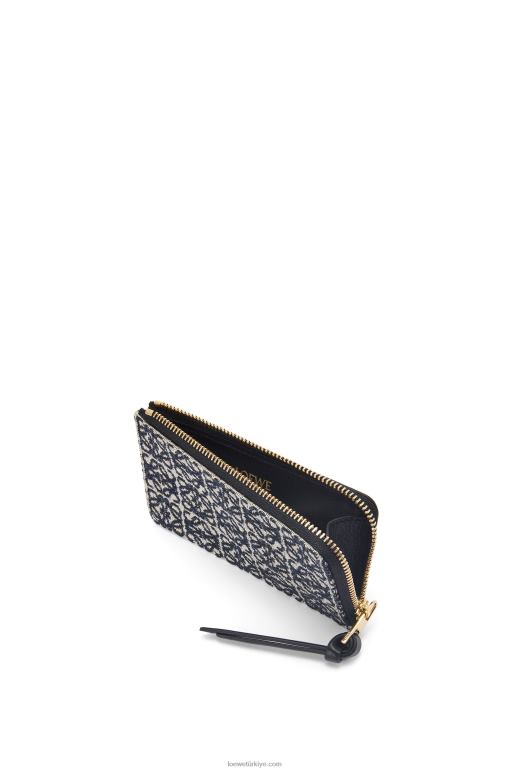 Loewe jakarlı ve dana derisinden jetonlu kartlık 026001390 kadınlar lacivert/siyah